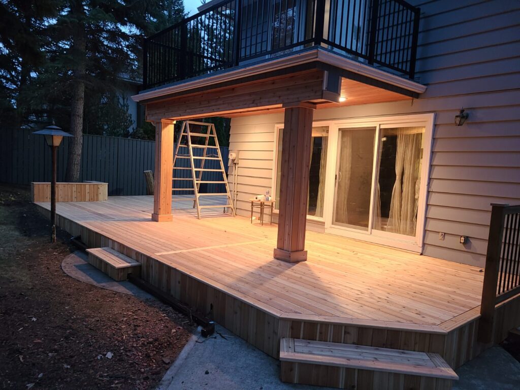 custom built deck cedar wood deck